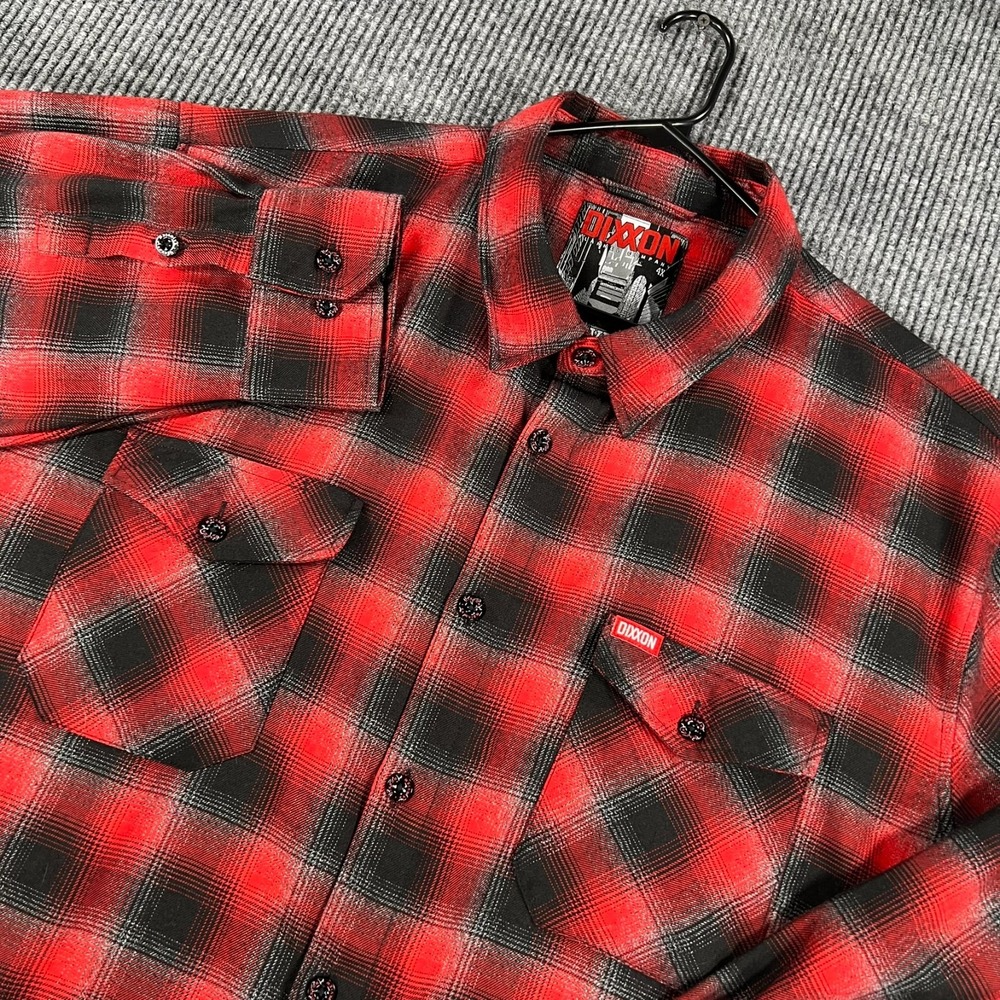 Dixxon Flannel Shirt Mens 4XL Red Plaid Long Sleeve Button Down Fairview